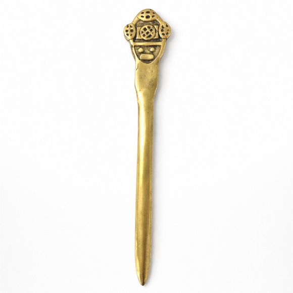 Other - Vintage Brass Tribal Mask Letter Opener Aztec Inca Mayan Style 7” Desk Decor
